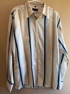 VTG Ben Sherman Striped Dobby Button Down Shirt XL Retro Mod Union Jack